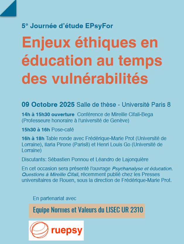 Illustration de l'article 5° Journée d’étude EPsyFor: Enjeux éthiques en éducation au temps des vulnérabilités
